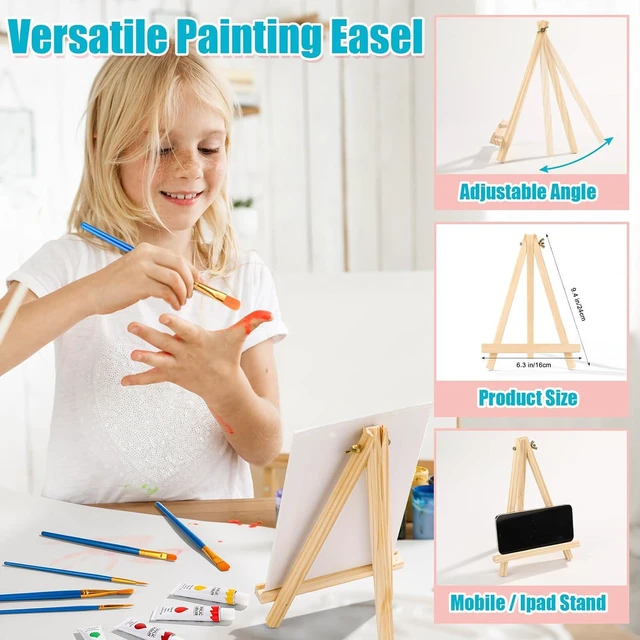 Alt view image 6 of 7 - 26 PCS Acrylic Paint Set with 12 Colors Acrylic Paints | 10 Paint Brushes, 2 Canvas, 1 Wood Easel, 1 Plate, Painting Supplies Kits for Kids, Adults, Artists and Beginners