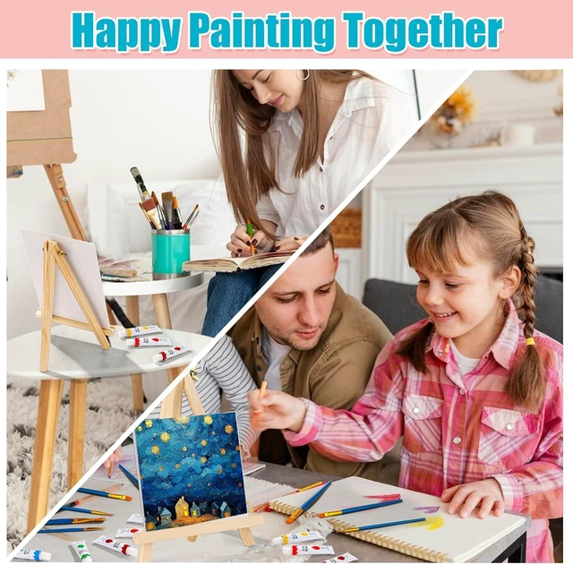 Alt view image 7 of 7 - 26 PCS Acrylic Paint Set with 12 Colors Acrylic Paints | 10 Paint Brushes, 2 Canvas, 1 Wood Easel, 1 Plate, Painting Supplies Kits for Kids, Adults, Artists and Beginners