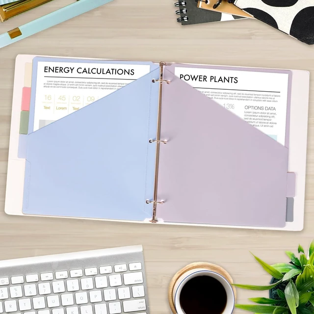Alt view image 6 of 7 - 6-Tab Plastic Binder Dividers, 2 Pockets, Pastel Colors, 1 Set