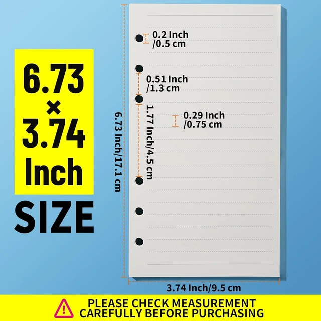 Alt view image 2 of 7 - A6 Paper, Planner Inserts for A6 Binder, 6.73"x3.74" Lined Paper, Filler Paper, with Binder Pockets & Dividers, for Refillable Notebook, Journal, Planner Refills