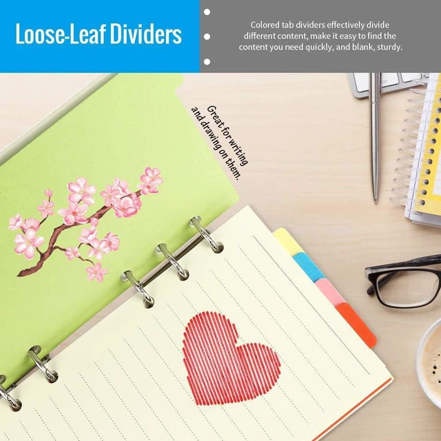 Alt view image 5 of 7 - A6 Paper, Planner Inserts for A6 Binder, 6.73"x3.74" Lined Paper, Filler Paper, with Binder Pockets & Dividers, for Refillable Notebook, Journal, Planner Refills