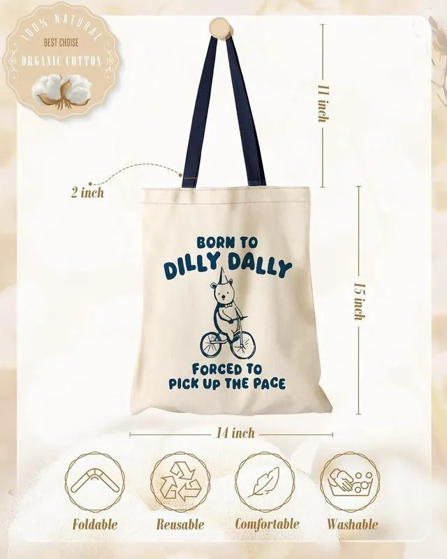 Alt view image 5 of 6 - Aesthetic Canvas Tote Bag for Women - Sturdy Cloth Cotton Totes Bag with Pattern Shoulder Bag