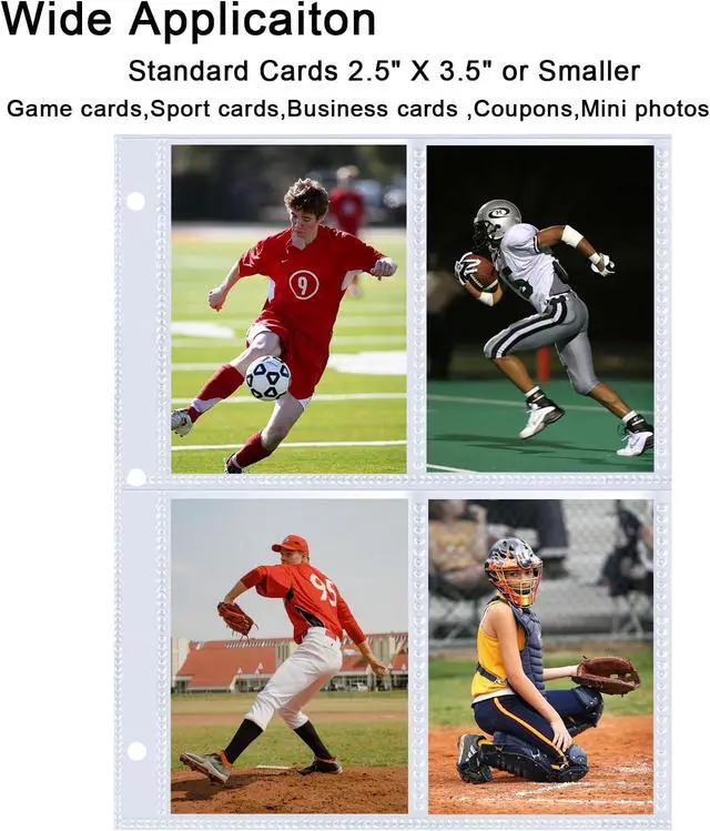Alt view image 2 of 7 - 20 Pack 160 Pockets 2.5x3.5 Trading Card Sleeves,A5 Binder 4 Pocket Card Sleeves,Double-Sided 4 Pocket 6.1x7.6 Page Protector,Ultra-Clear Game Card Sheets for A5 Mini 3 Ring Binder