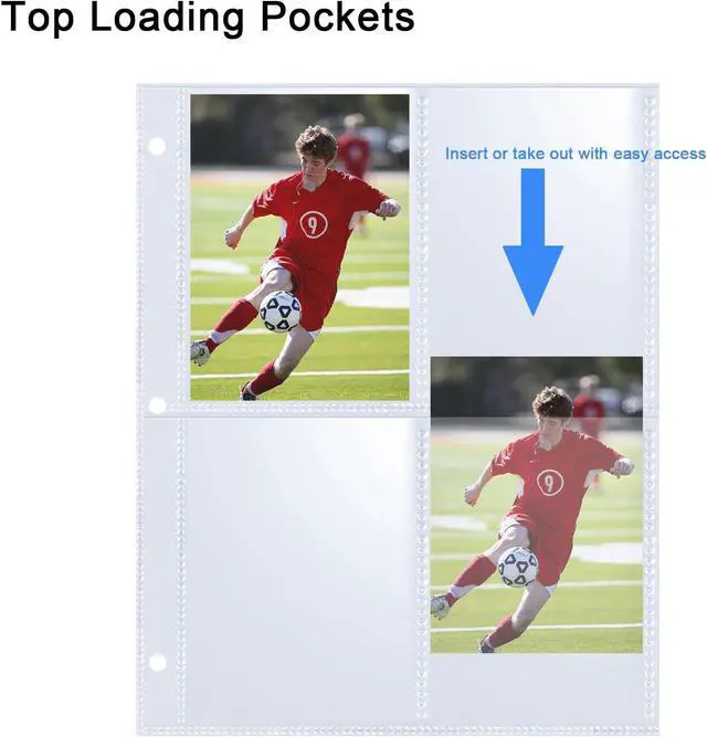 Alt view image 4 of 7 - 20 Pack 160 Pockets 2.5x3.5 Trading Card Sleeves,A5 Binder 4 Pocket Card Sleeves,Double-Sided 4 Pocket 6.1x7.6 Page Protector,Ultra-Clear Game Card Sheets for A5 Mini 3 Ring Binder