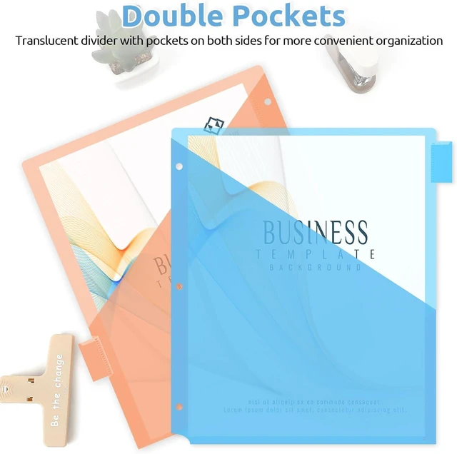 Alt view image 2 of 6 - Binder Dividers with Tabs and Pockets,8 Tab Dividers for 3 Ring Binder, Plastic Binder Dividers with 2 Pockets & 16 Blank Labels, Blue
