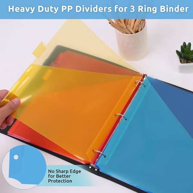 Alt view image 3 of 6 - Binder Dividers with Tabs and Pockets,8 Tab Dividers for 3 Ring Binder, Plastic Binder Dividers with 2 Pockets & 16 Blank Labels, Blue
