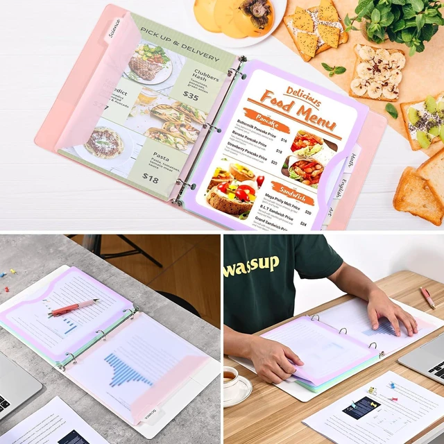 Alt view image 7 of 7 - 5-Tab Dividers with One Full Pocket, 5 Counts Binder Dividers, 8.5 x 11'' Dividers for 3 Ring Binder 1''/2'' Recipe Binder Dividers with 5 Tabs for Back to School, Pastel Color (1)