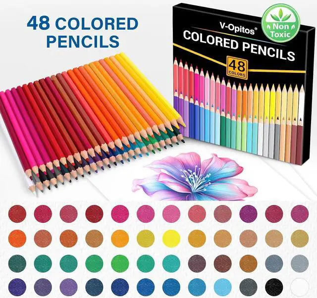 Alt view image 2 of 7 - 48 Pack Colored Pencils Set, Pre-sharpened Coloring Pencils for Kids Beginners, Colored Pencils for Adult Coloring Books, Ideal Art Supplies for Sketching, Coloring & Painting