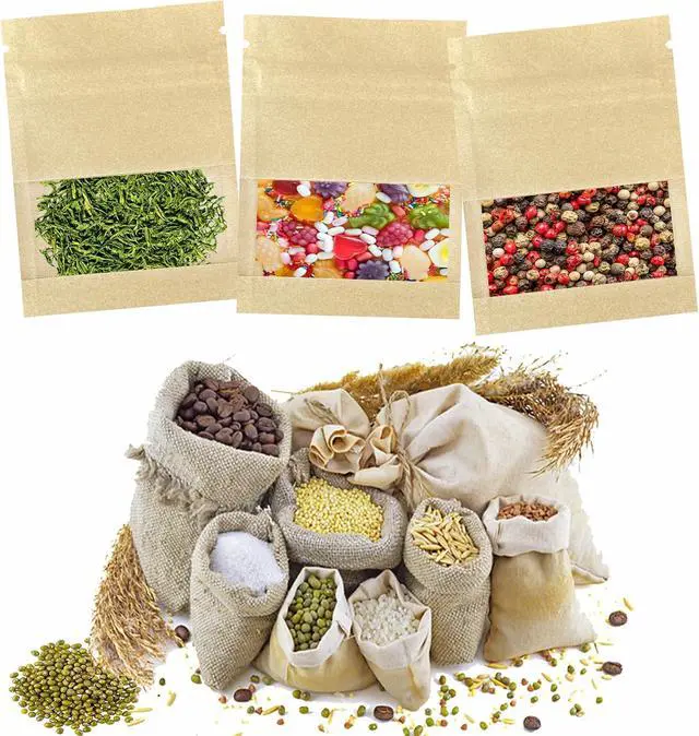 Alt view image 5 of 5 - 50Pack Small Resealable Coin Envelopes Bags with Clear Window Mini Brown Kraft Paper Heat Seal Airtight Packaging Bags Zipper Seal Resealable Heat Seal Pouch Coffee Packaging 3.54x5.1inch