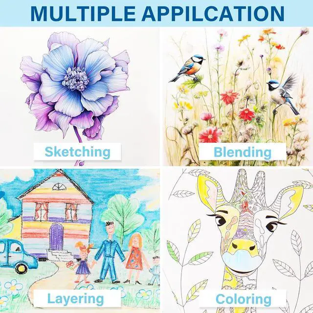 Alt view image 4 of 7 - 48 Pack Colored Pencils Set, Pre-sharpened Coloring Pencils for Kids Beginners, Colored Pencils for Adult Coloring Books, Ideal Art Supplies for Sketching, Coloring & Painting