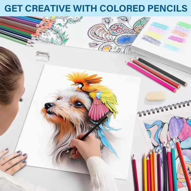 Alt view image 6 of 7 - 48 Pack Colored Pencils Set, Pre-sharpened Coloring Pencils for Kids Beginners, Colored Pencils for Adult Coloring Books, Ideal Art Supplies for Sketching, Coloring & Painting