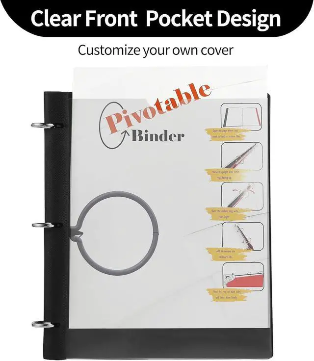 Alt view image 5 of 7 - 360 Degree Pivotable Binder, Upgraded 3 Ring Binder 1 inch, Flexible Binders 3 Ring, Foldable Three Ring Binders- Black