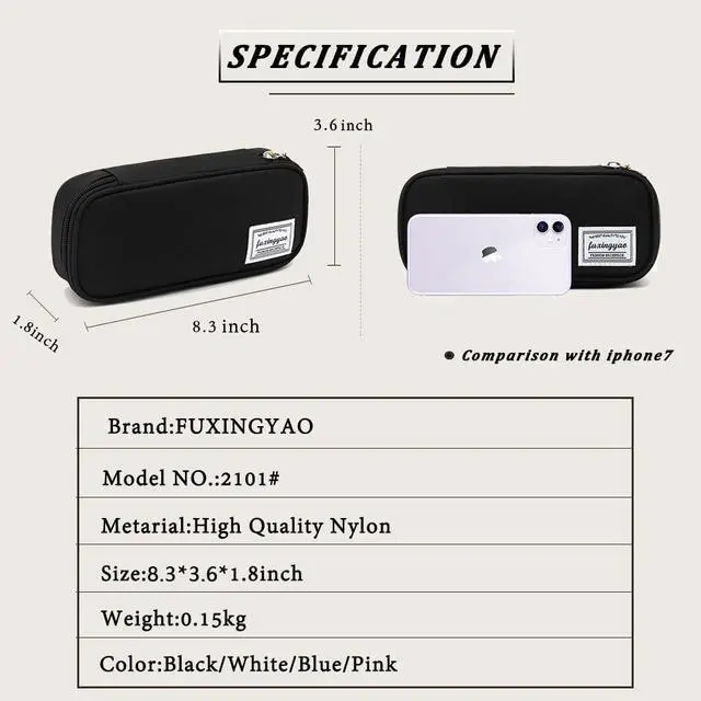 Alt view image 3 of 5 - Pencil Case, Multi- Slot Pencil Pouch, Portable Pencil Bag, Pen Case for& Office(Black)