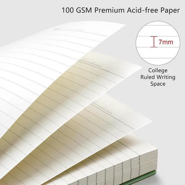 Alt view image 3 of 7 - Spiral College Ruled Notebook, 300 Pages, A5 Size (5.7" x 8.2") | 100 GSM Thick Paper, Flexible Plastic Cover, for School, Work, Writing, Journaling (Light Green)