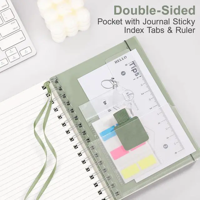 Alt view image 6 of 7 - Spiral College Ruled Notebook, 300 Pages, A5 Size (5.7" x 8.2") | 100 GSM Thick Paper, Flexible Plastic Cover, for School, Work, Writing, Journaling (Light Green)