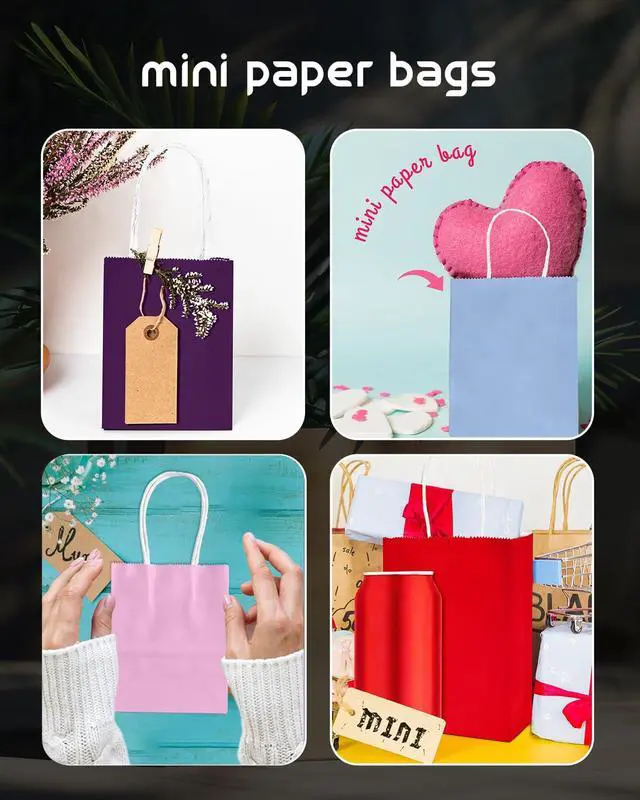 Alt view image 6 of 7 - 24PCS Mini Gift Bag with Handles Bulk 4.5"x2.5"x6" Gift Bags 24 Colors Bags Multiple Uses