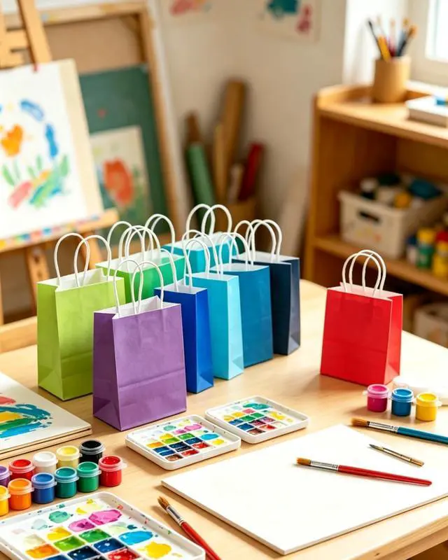 Alt view image 7 of 7 - 24PCS Mini Gift Bag with Handles Bulk 4.5"x2.5"x6" Gift Bags 24 Colors Bags Multiple Uses