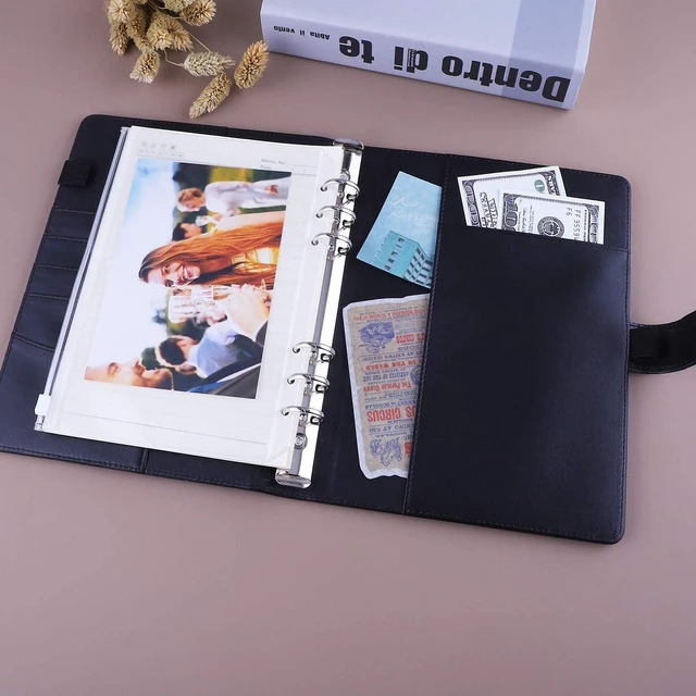 Alt view image 4 of 7 - A5 Binder 6 Ring Refillable Notebook Planner Cover for A5 Planner Inserts & Refill Paper, PU Leather Loose Leaf Personal Organizer Photocard Holder Budget Binder with Magnetic Buckle, Black
