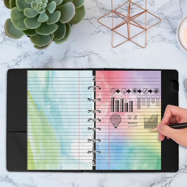 Alt view image 7 of 7 - 100 Sheet 5.5" x 8.5" Colored Loose Leaf Paper 7-Hole for 3/7 Ring Binders