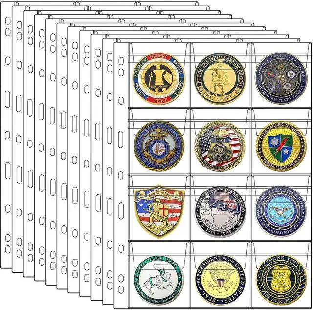 Main image of 132 Pockets Coin Collection Supplies Pages for Coin Stamp Badge Collection | Standard 9 Hole Coin Collecting Pocket Page (12 Pocket -11 Sheets)
