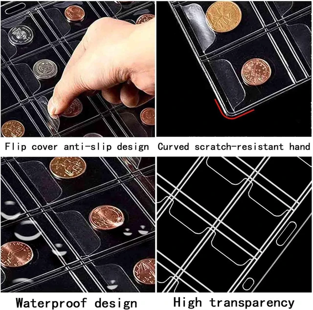 Alt view image 3 of 7 - 132 Pockets Coin Collection Supplies Pages for Coin Stamp Badge Collection | Standard 9 Hole Coin Collecting Pocket Page (12 Pocket -11 Sheets)