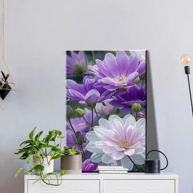 Alt view image 3 of 6 - Paint by Numbers Kits for Adults with Frame, Flowers Paint by Numbers for Adults, Paint by Number Canvas for Adults with Easel, DIY Acrylic Oil Painting Kit for Home Wall Decor 8 x 12 Inch
