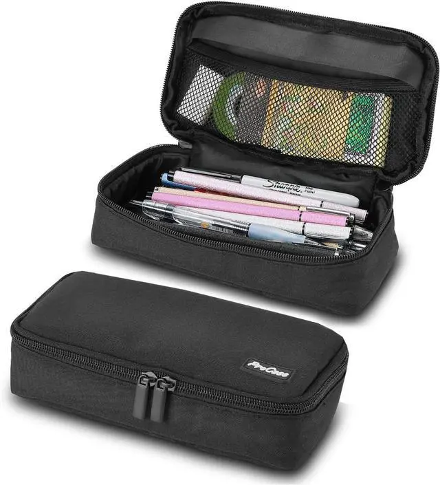 Main image of Pencil Case Pen Bag for School Students Boys and Girls | Large Capacity Desk Pencil Holder Pouch with Double Zipper, Portable Stationery Organizer for School Office Supplies