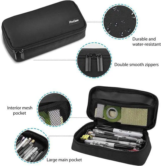 Alt view image 2 of 7 - Pencil Case Pen Bag for School Students Boys and Girls | Large Capacity Desk Pencil Holder Pouch with Double Zipper, Portable Stationery Organizer for School Office Supplies
