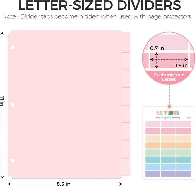 Alt view image 2 of 7 - 8 Tab Write & Erase Durable Plastic Dividers for 3 Ring Binders