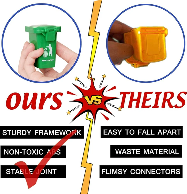 Alt view image 3 of 7 - Mini Size Trash Can Toy,Garbage Truck's Trash Cans, Mini Curbside Vehicle Garbage Bin Trashcan Great for Kids Toddlers (2 Inches)
