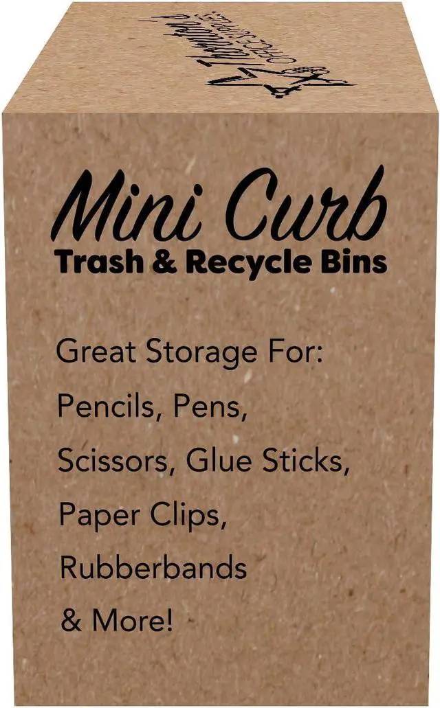 Alt view image 5 of 7 - Desk Pen Holder - Tiny Curbside Garbage Trash and Mini Recycle Can Set - Cool Plastic Pencil Cup Storage and Organizer - Small Toy Bin for Kids and Adults (Pink/Purple)