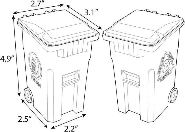 Alt view image 7 of 7 - Desk Pen Holder - Tiny Curbside Garbage Trash and Mini Recycle Can Set - Cool Plastic Pencil Cup Storage and Organizer - Small Toy Bin for Kids and Adults (Pink/Purple)