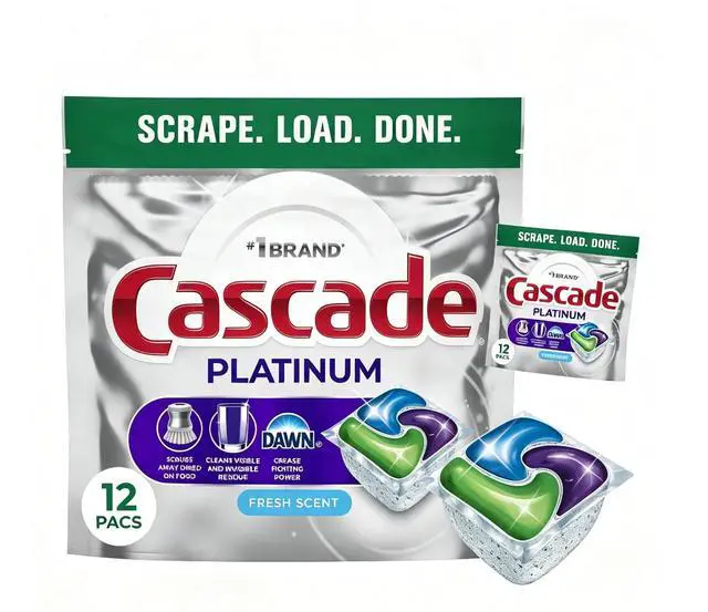 Alt view image 5 of 5 - Dishwasher Detergent Pods Fresh Scent 12 Count, No Pre-Wash Required, Remove Burnt-On Food, Spot-Free Dish Cleaning