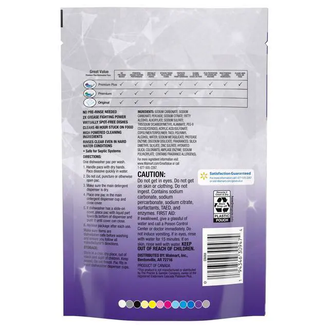 Alt view image 4 of 5 - Premium Plus Dishwasher Pacs Fresh Scent 19 Count, Enzyme Formula Cut Grease & Food Residue, Septic Safe, No Pre-Rinse Needed