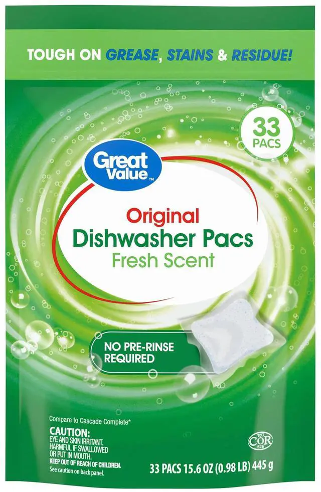 Alt view image 4 of 5 - 33 Count Dishwasher Detergent Pods, Grease & Stain Remover, Septic System Safe