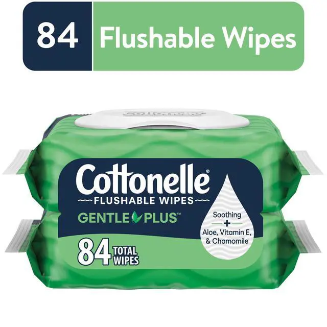 Alt view image 3 of 5 - 2 Pack Flushable Gentle Cleansing Wipes, 42 Wipes per Pack, 95% Pure Water, Alcohol-Free
