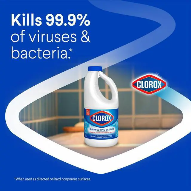 Alt view image 4 of 5 - 43 fl oz Regular Disinfectant Bleach, Kills Germs, Mold & Mildew, Laundry Whitener for Household Cleaning