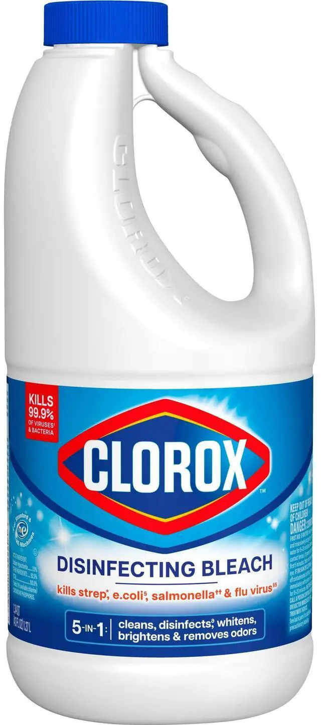 Alt view image 2 of 5 - 43 fl oz Regular Disinfectant Bleach, Kills Germs, Mold & Mildew, Laundry Whitener for Household Cleaning