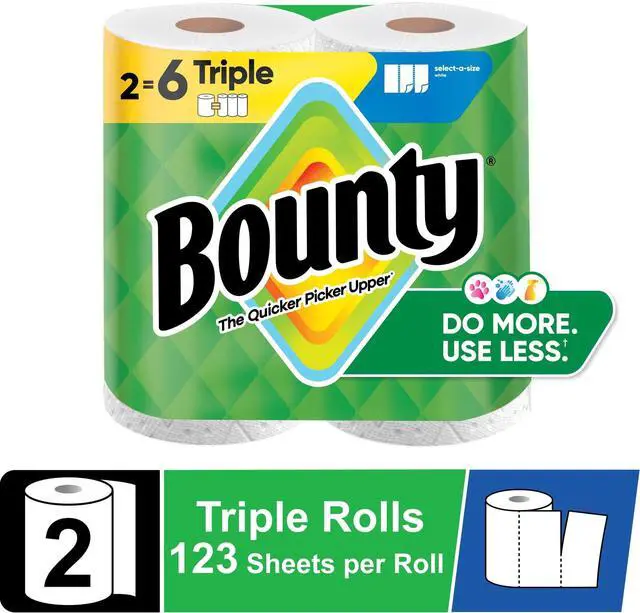 Main image of 2 Triple Rolls Select-A-Size Paper Towels, White, Convenient Custom Sheets for Daily Cleaning & Spills
