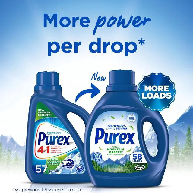 Alt view image 4 of 5 - Fresh Mountain Breeze Liquid Laundry Detergent 66 fl oz, 58 Loads, Compatible with HE & Standard Washing Machines
