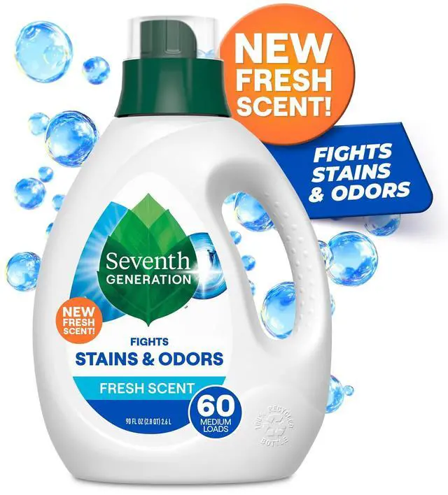 Main image of 90 fl oz Plant-Based Laundry Detergent, Essential Oil Fresh Scent, Dye & Artificial Fragrance Free, Stain & Odor Remover