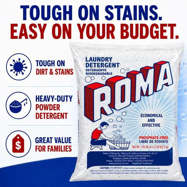 Main image of Heavy Duty Powder Laundry Detergent 11.02 lbs, Removes Grease, Dirt & Stains, Phosphate-Free Biodegradable Formula