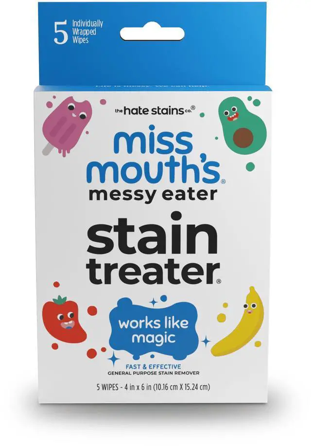 Alt view image 4 of 4 - Messy Eater Stain Treater Wipes 5 Pack, Gentle Stain Remover for Baby & Kids, Works on Food, Grease & Coffee Stains