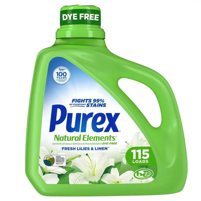 Alt view image 2 of 5 - Purex Natural Elements Fresh Lilies & Linen Liquid Laundry Detergent 150 fl oz, 115 Loads, Dye Free, HE Compatible