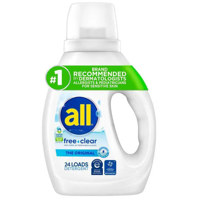 Alt view image 3 of 4 - 2Count Free Clear Hypoallergenic Laundry Detergent 30 fl oz, Biodegradable Surfactants, SepticSafe, HE Compatible