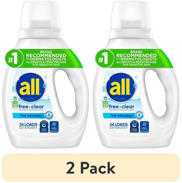 Main image of 2Count Free Clear Hypoallergenic Laundry Detergent 30 fl oz, Biodegradable Surfactants, SepticSafe, HE Compatible