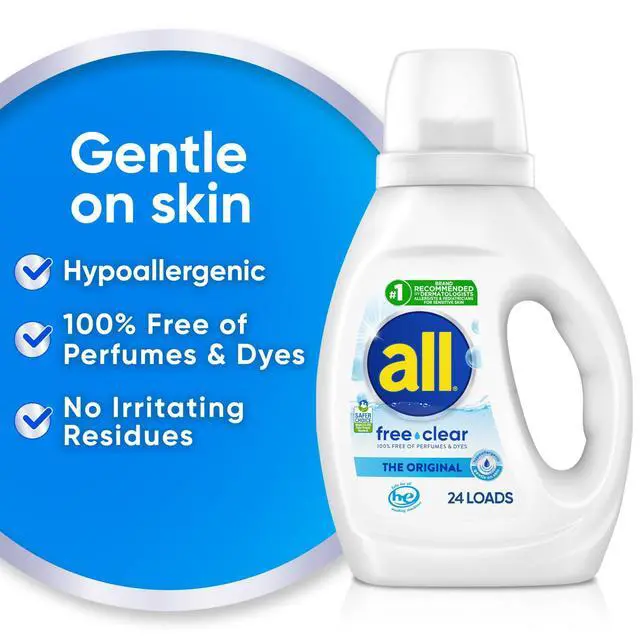 Alt view image 4 of 4 - 2Count Free Clear Hypoallergenic Laundry Detergent 30 fl oz, Biodegradable Surfactants, SepticSafe, HE Compatible