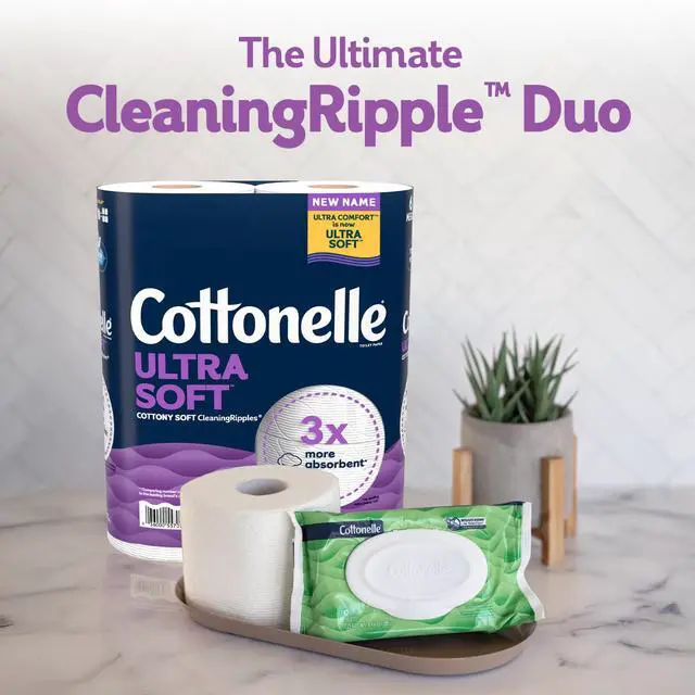 Alt view image 4 of 5 - Cottonelle Ultra Soft 2Ply Toilet Paper 12 Mega Rolls, Perfume & DyeFree, SepticSafe Bath Tissue