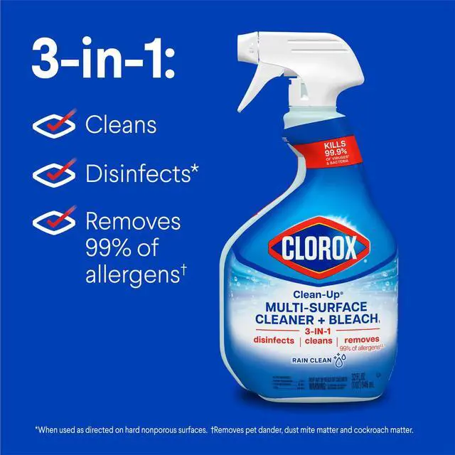 Alt view image 2 of 5 - 32 fl oz BleachInfused MultiSurface Disinfectant Spray, Rain Clean Scent, For Shower, Tub, Sink & Hard Household Surfaces