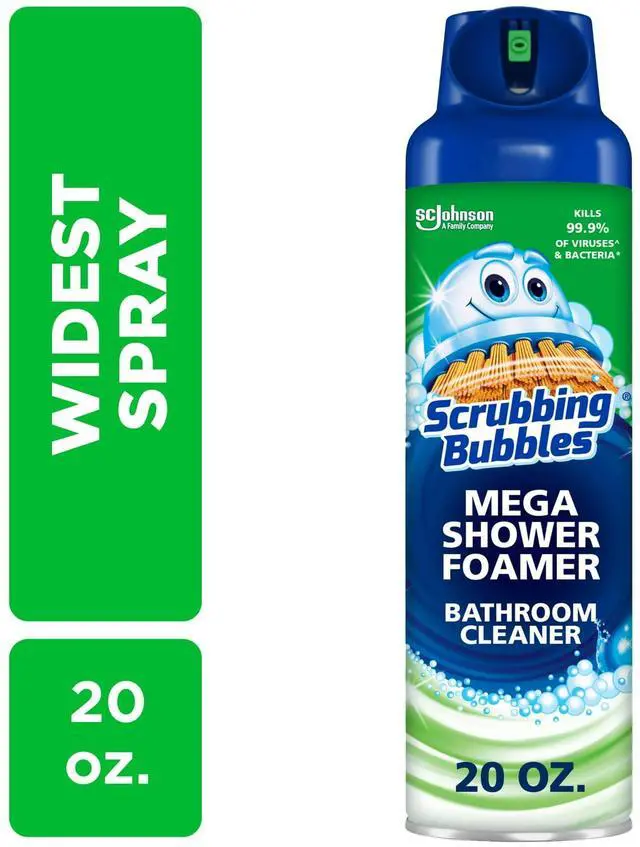 Main image of Scrubbing Bubbles Mega Shower Foamer Aerosol Rainshower Scent 20 oz, WideSpray Foaming Bathroom Cleaner for Tub, Tile & Shower